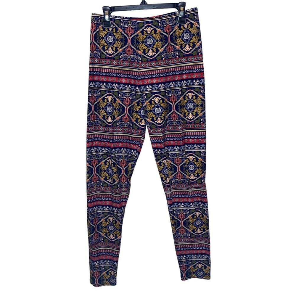 Boho Geometric Print Leggings One Size Multicolor Stretch Pants